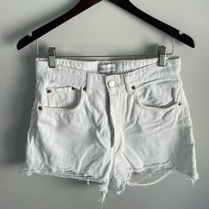 ZARA HIGH WAIST RIPPED DENIM SHORTS